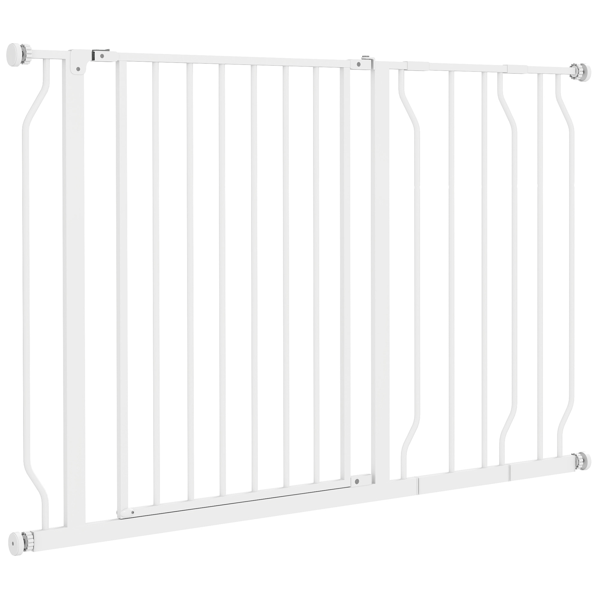 Barrière de sécurité barrière pour animal domestique longueur réglable barrière escaliers couloirs portes sans perçage en acier et ABS dim. 75-115L x 76H cm blanc