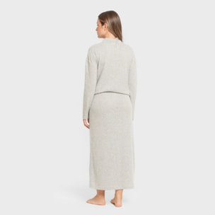 Falda midi rib canalé mujer