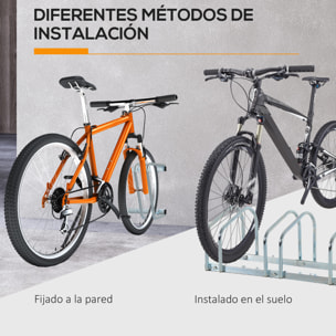 Aparcamiento para Bicicletas Soporte de Acero para Aparcar Bicicletas en el Suelo o Pared Estacionamiento para Interior y Exterior 110x33x27 cm Plata