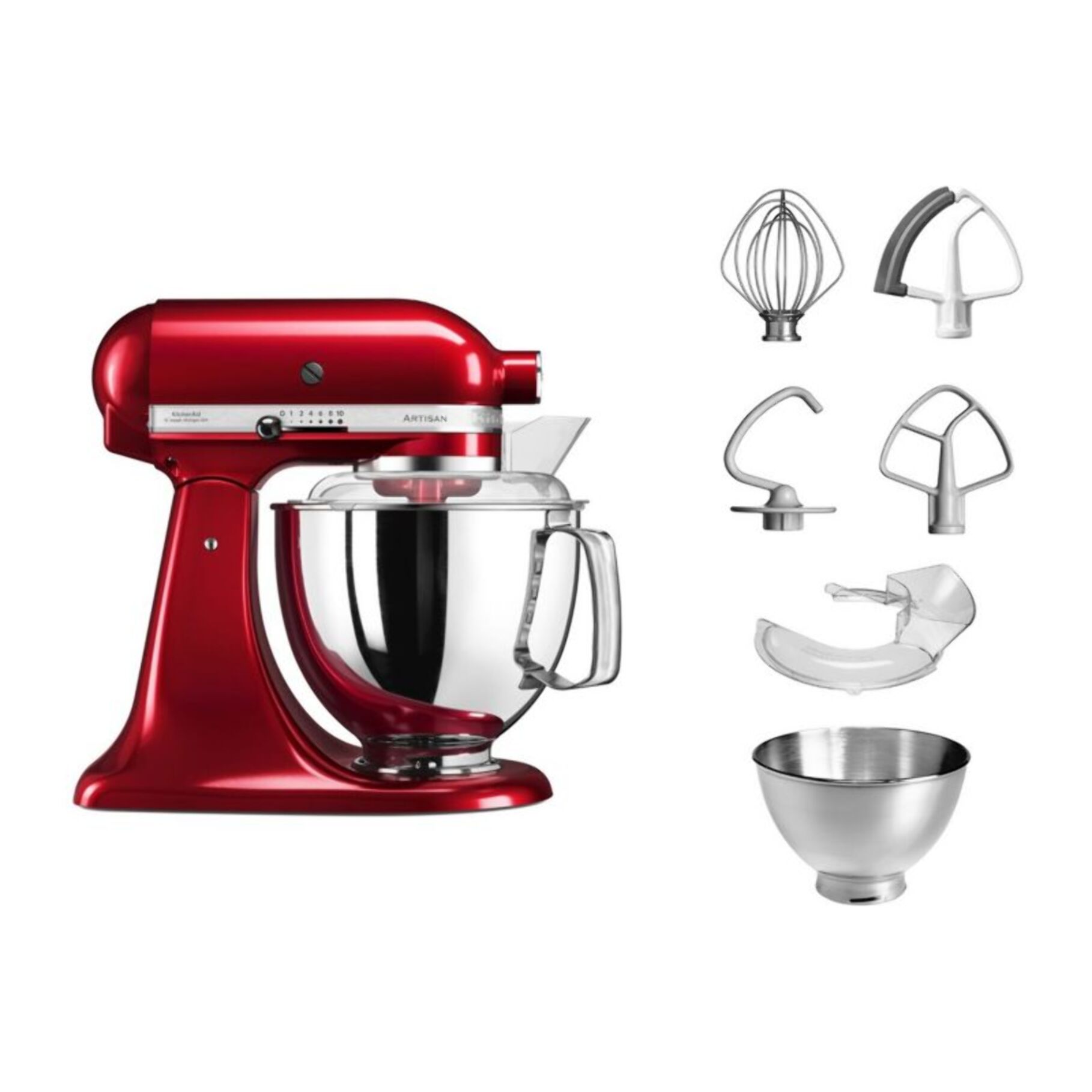 Robot pâtissier KITCHENAID 5KSM175PSECA Pomme d'Amour, 4,8 L, bol avec poignée + bol 3 L, batteur souple et couvercle