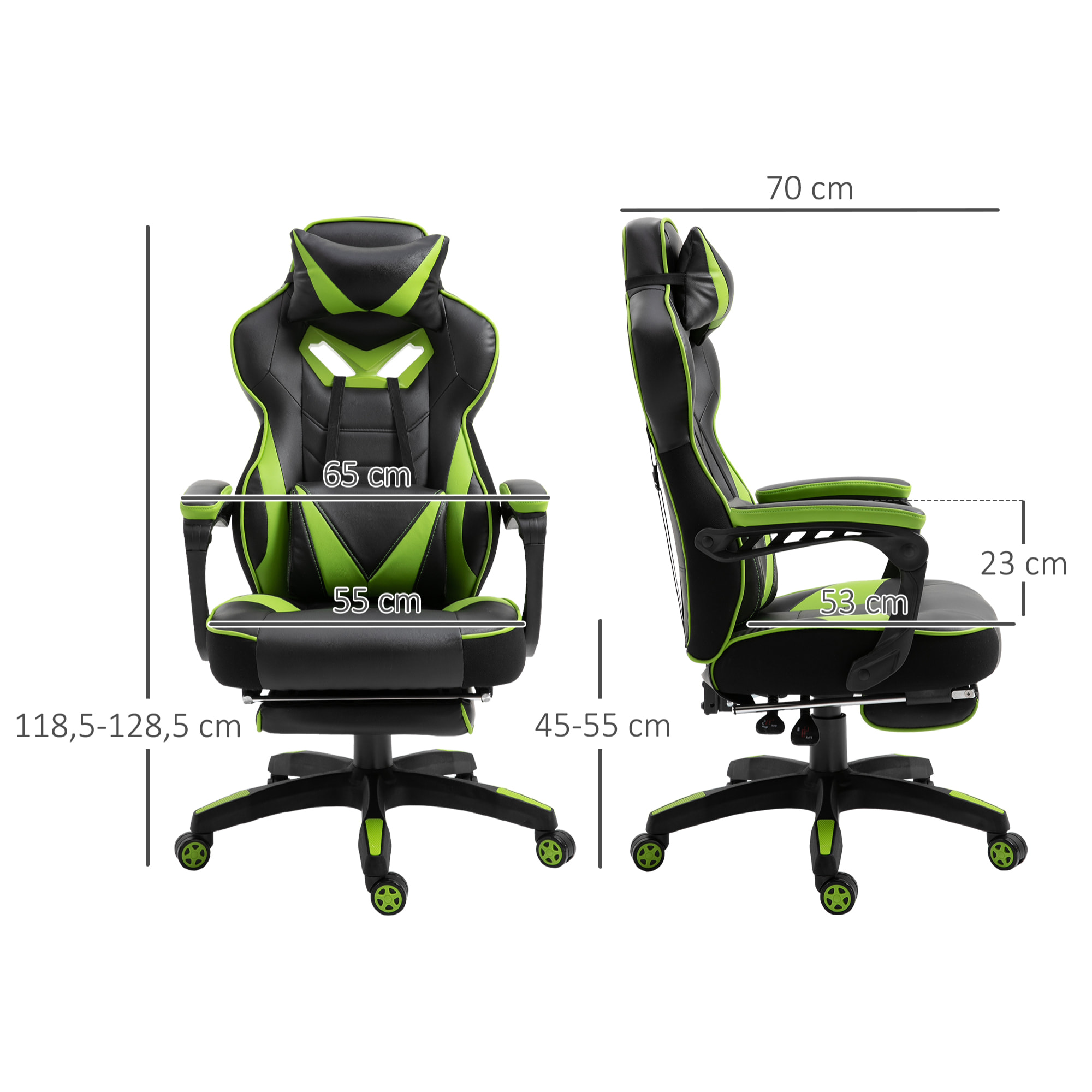 Silla Racing de Escritorio Reclinable Negro y Verde