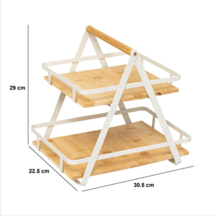 Étagère "Ordera" 2 niveaux avec anse en bambou