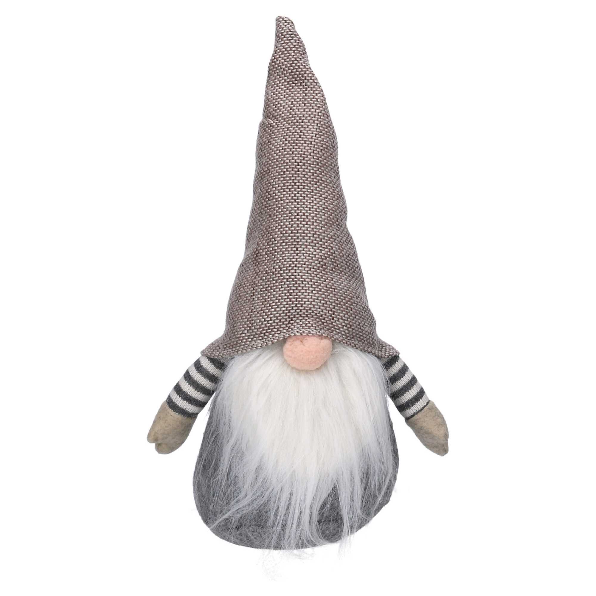 Gnomo in tessuto grigio e beige cmh36