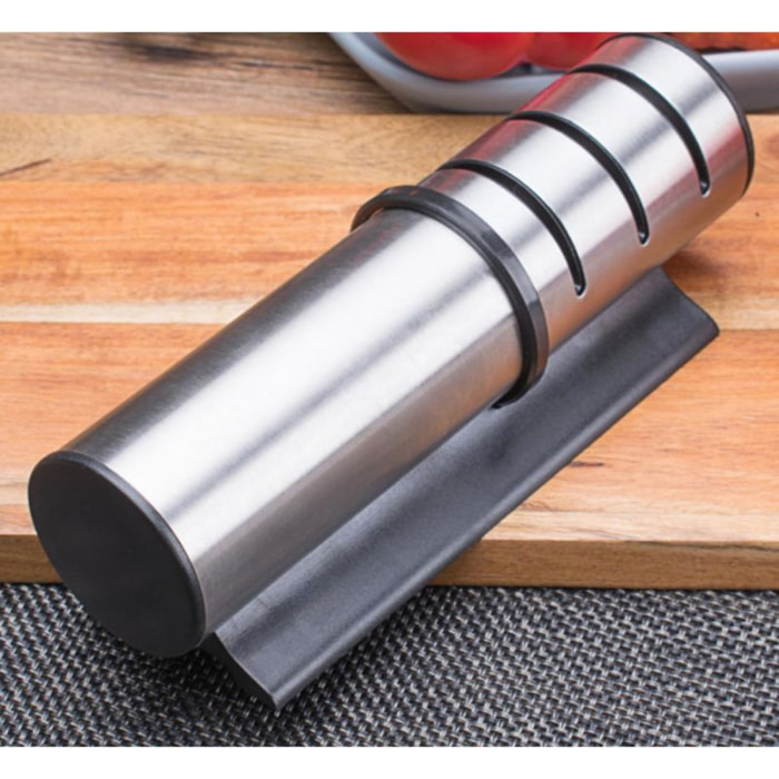 Aiguiseur de couteaux manuel à cylindre en acier inoxydable Herzberg HG8102