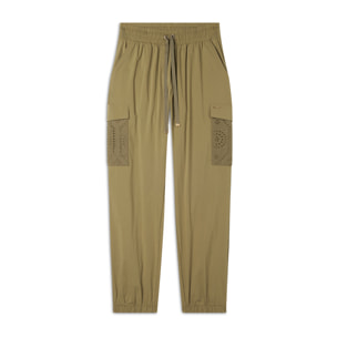 Pantaloni cargo in popeline con ricami Sangallo sulle tasche