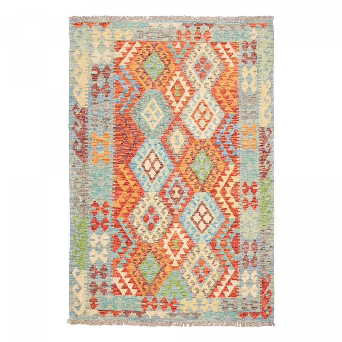 Tapis kilim ethnique authentique, tissé plat en laine naturelle
