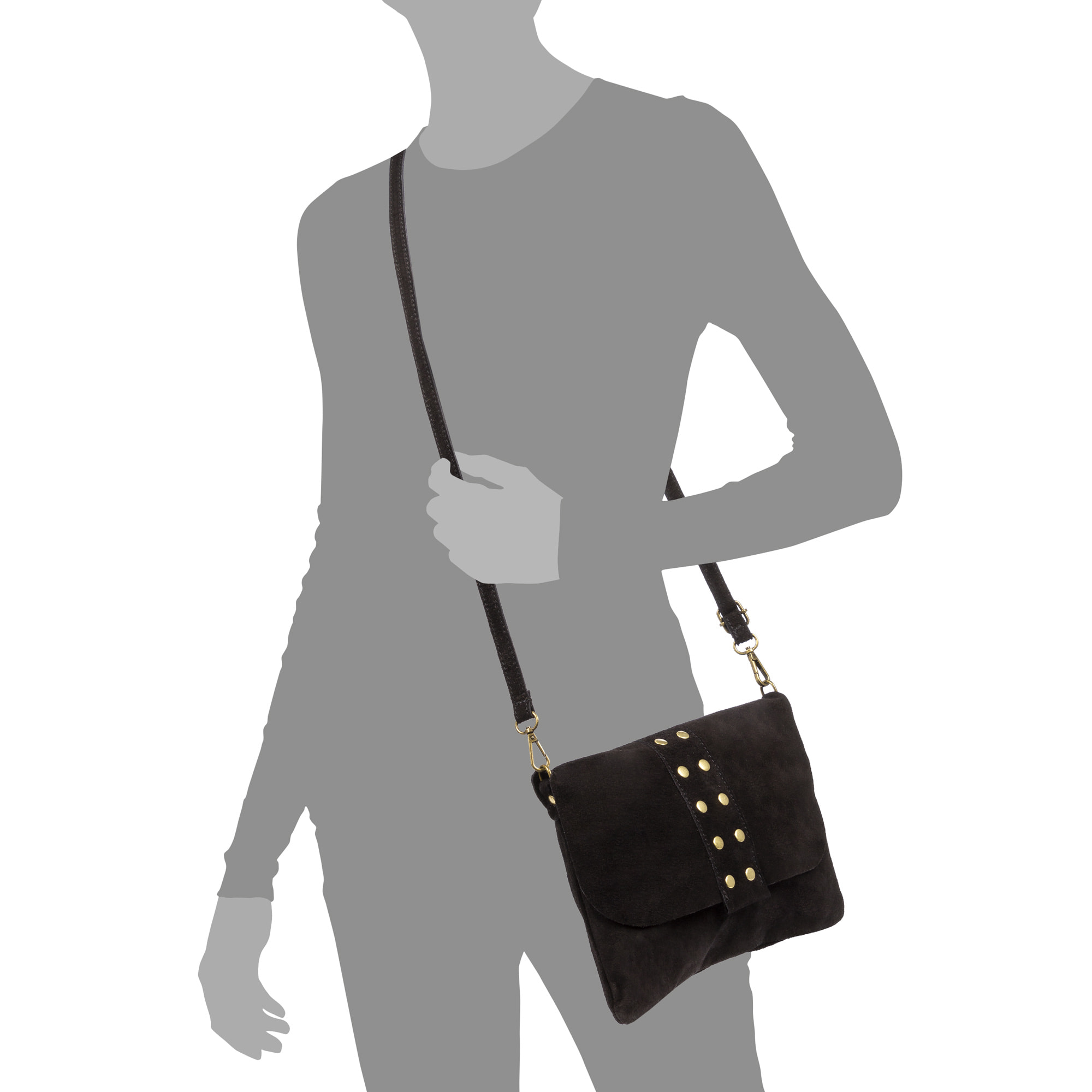 Alpette borsa a tracolla donna. Pelle autentica Nabuk.