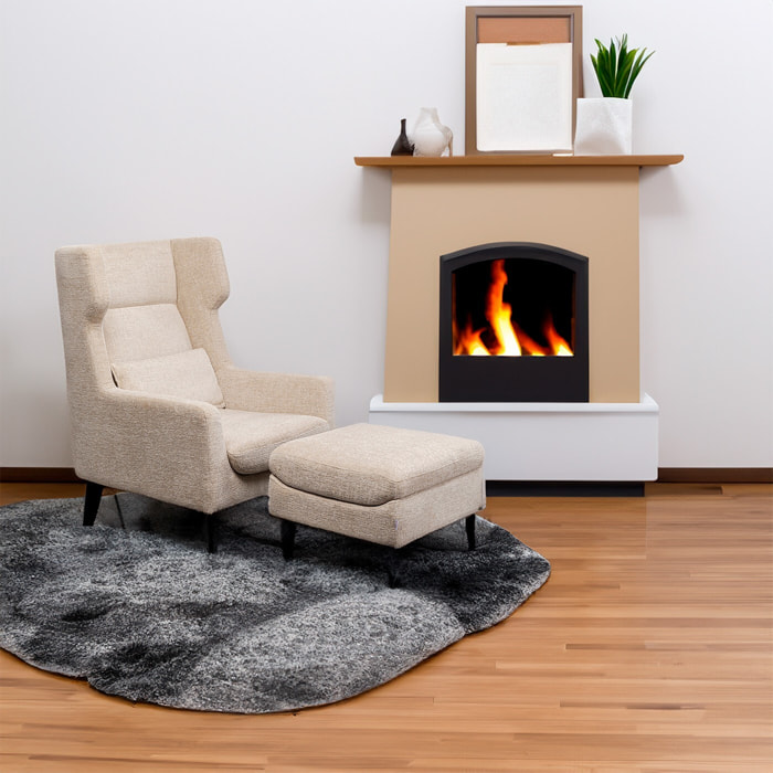 Fauteuil et repose-pieds Quinn beige Kare Design