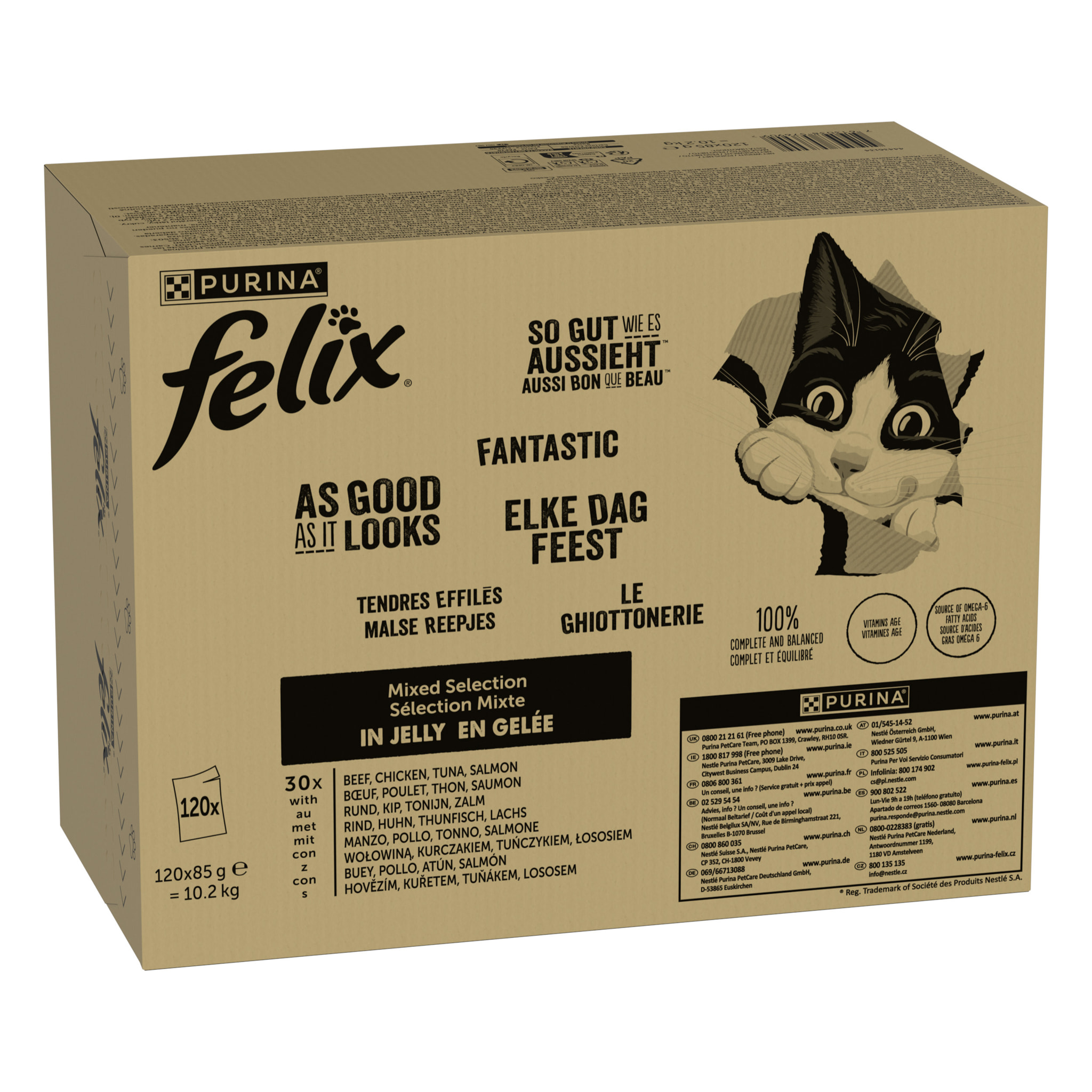 FELIX Tendres Effilés en Gelée - Sélection Mixte - 120x85g