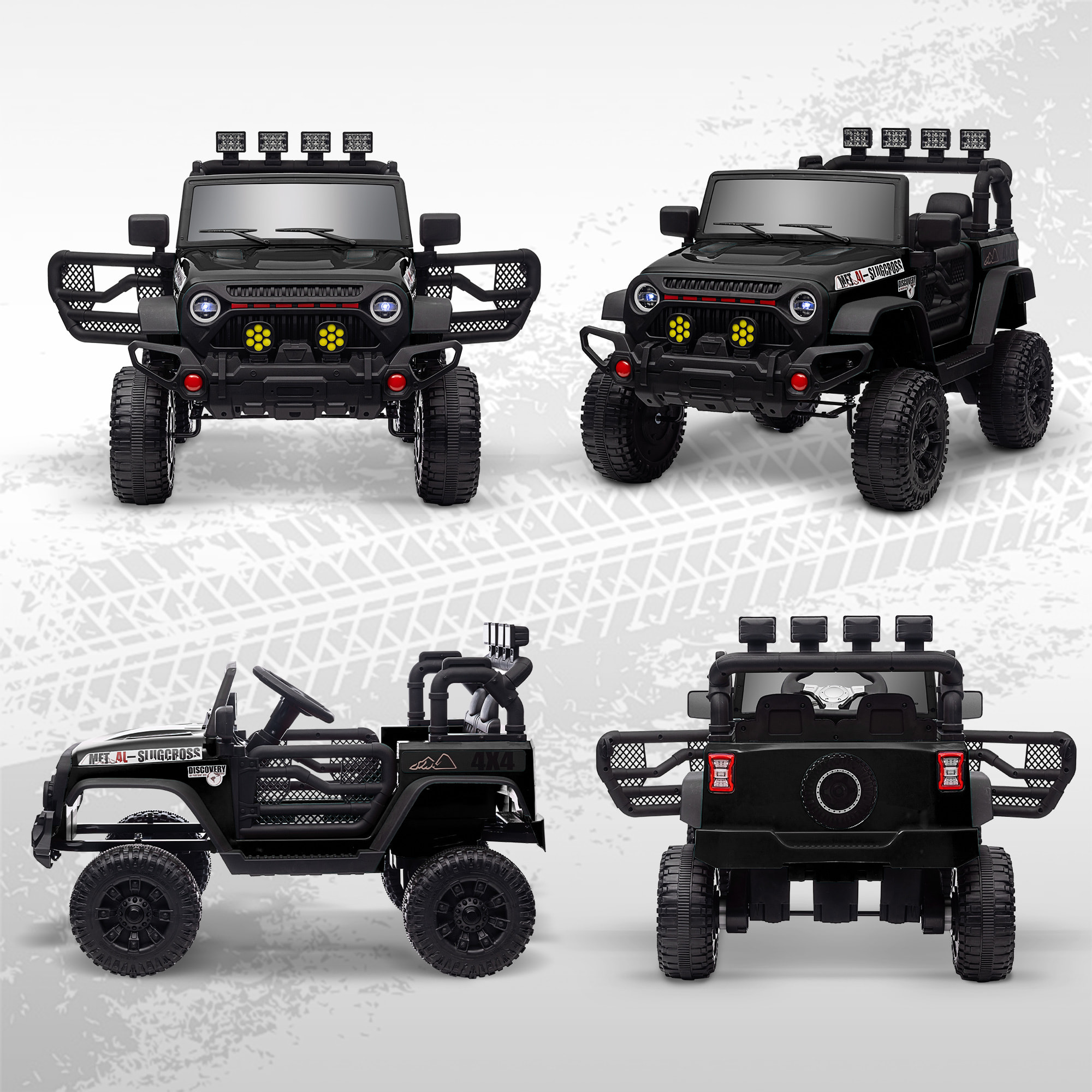 Voiture 4x4 électrique enfant 2 moteurs 12V 3 vitesses télécommande noir