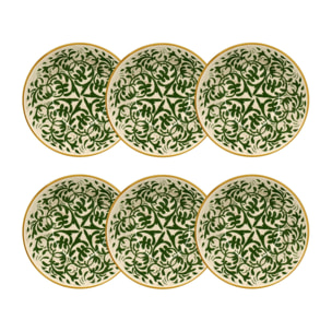 Lot de 6 coupelles à motif vert en grès 16cm HERACLEE