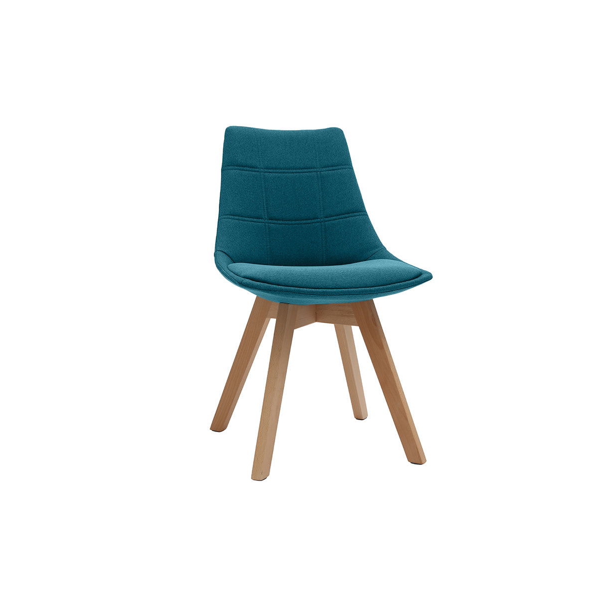 Chaises scandinaves en tissu bleu canard et bois clair (lot de 2) MATILDE