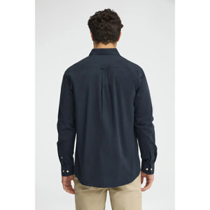 Camicia blu marino effetto stropicciato regular fit con logo Rigby Go