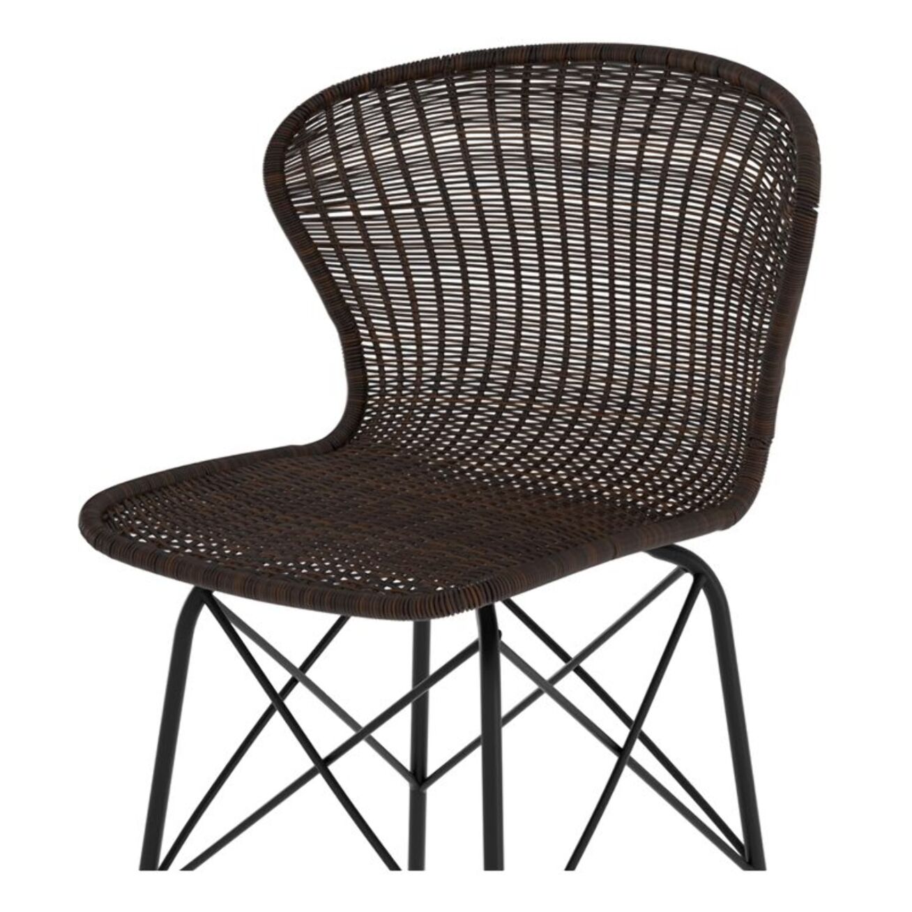 Lot de 2 chaises pour îlot central 63 cm en résine tressée marron - Palma