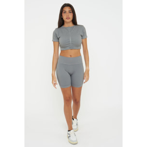 Maglia crop in nylon a maniche corte per yoga o allenamento Way