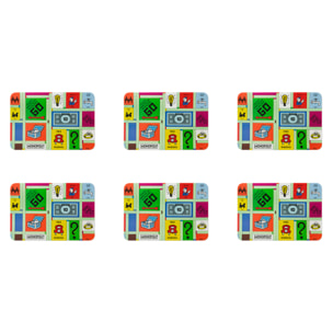 Set 6 tovagliette rettangolari Excelsa Monopoly, plastica PP, multicolore