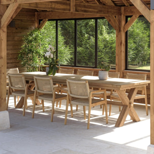VALERIA - Ensemble de jardin en bois de teck recyclé rotin 8/10 personnes.