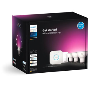 Pack PHILIPS HUE Kit de démarrage GU10x3+télecommande