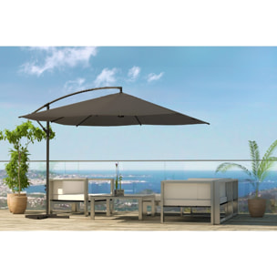 Parasol déporté 3 x 3 m gris RAKANO