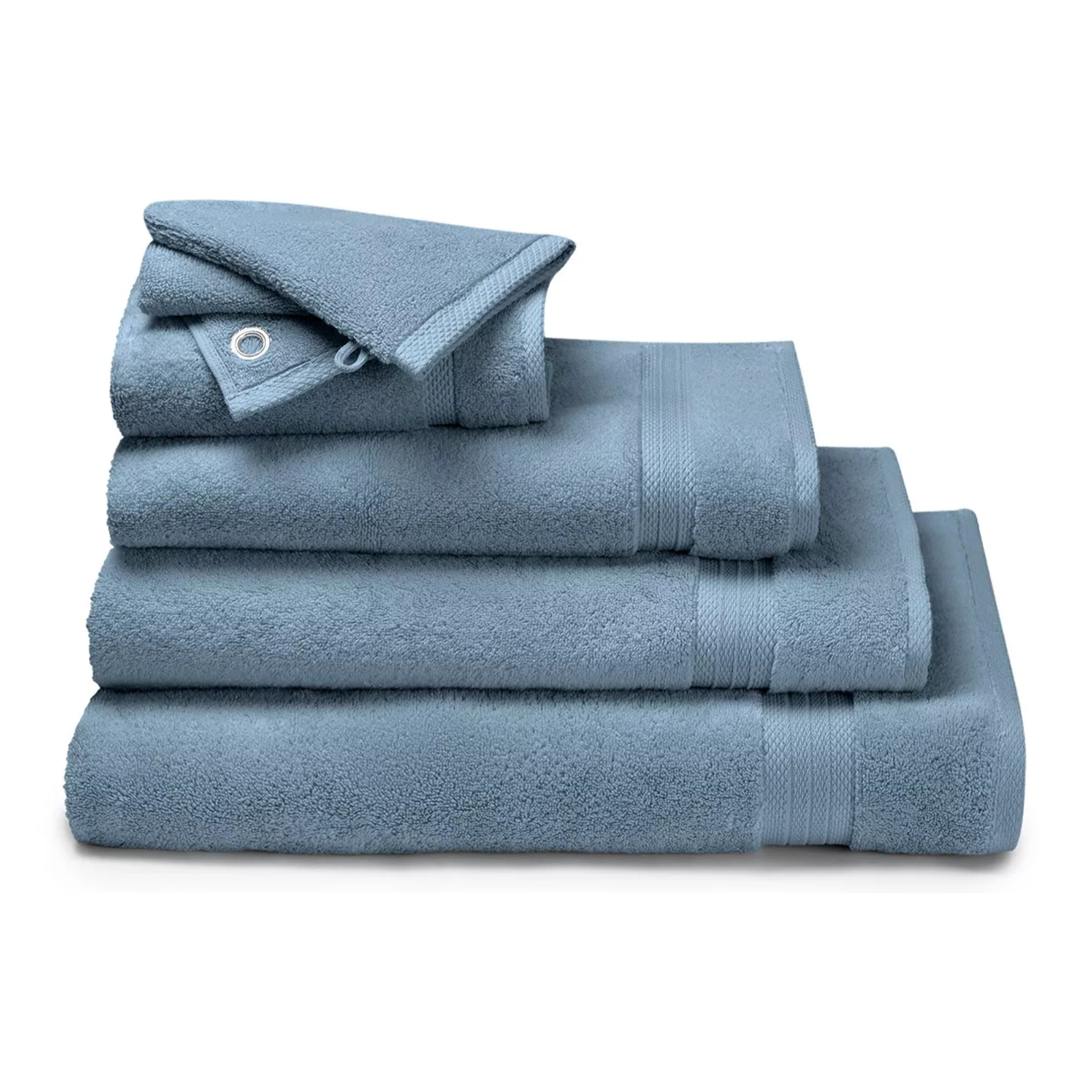Serviette eponge pur coton 550 g/m² uni bleu Elea bleu ardoise