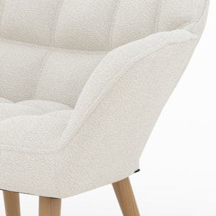 Fauteuil Simba en tissu bouclé blanc