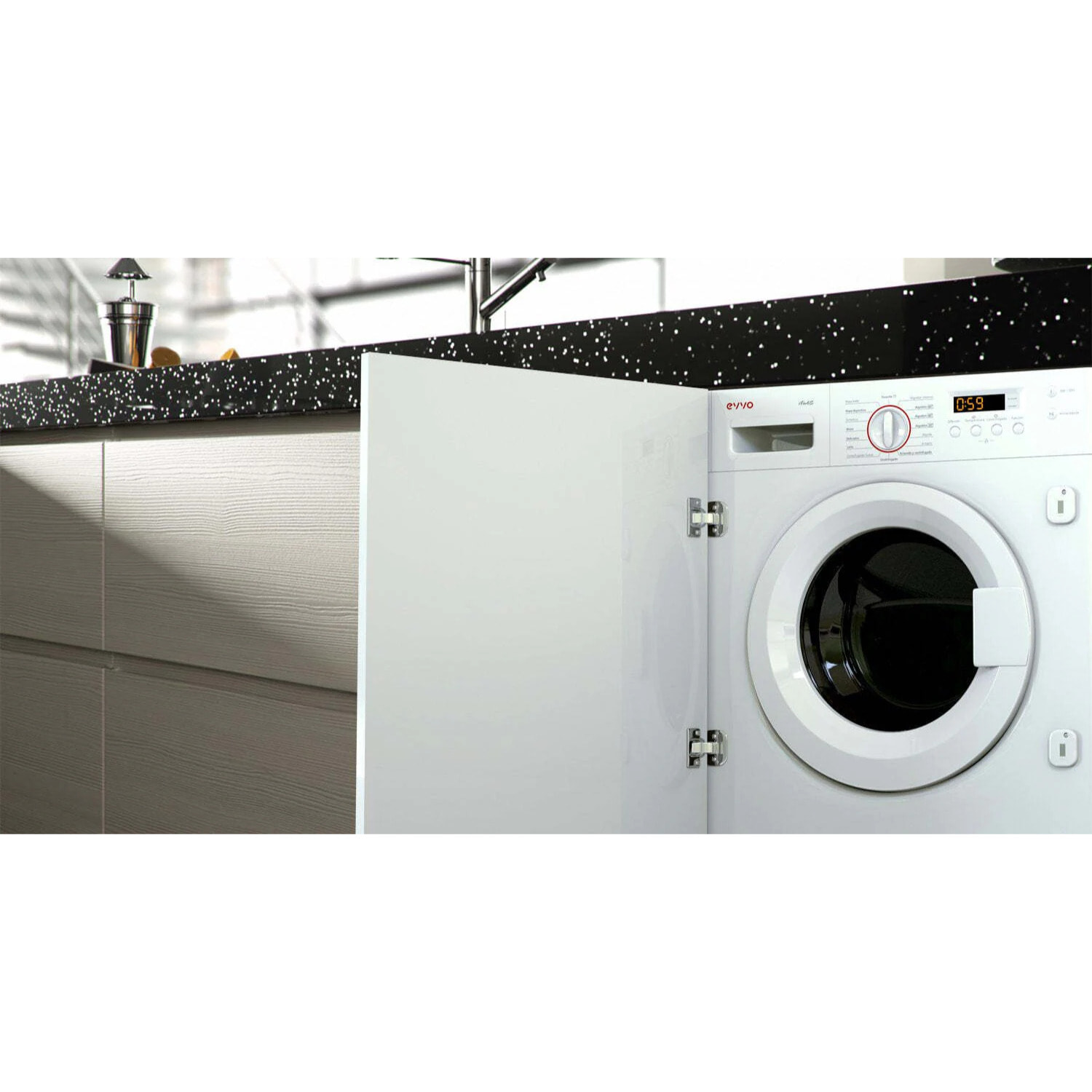 LAVADORA-SECADORA INTEGRABLE EVVO wi8W6S, 8 kg lavado, 6 kg secado, 16 Programas, Blanco