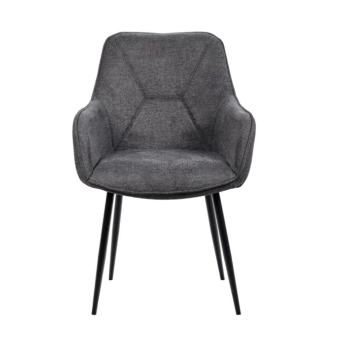 Chaise en tissu avec accoudoirs et pieds métal noir - MIKI