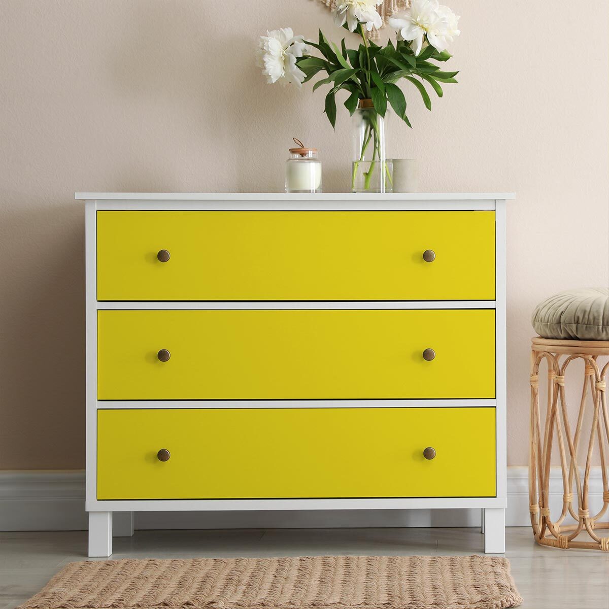 Rouleau adhésif décoratif Vinyle au Mètre - Jaune canari - Sticker Lavable Imperméable Mur Cuisine Meubles
