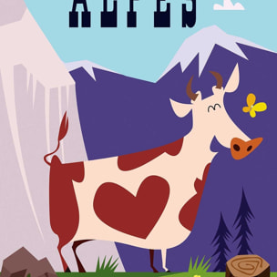 Poster de l'amour des alpes suisse Affiche sous cadre noir