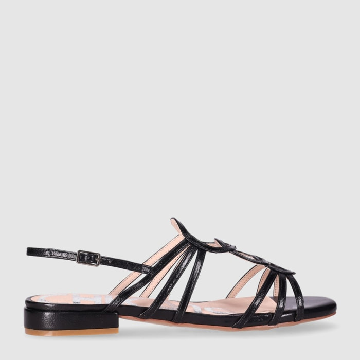 Sandalias de Piel Sintética - Negro - Tacón: 1 cm