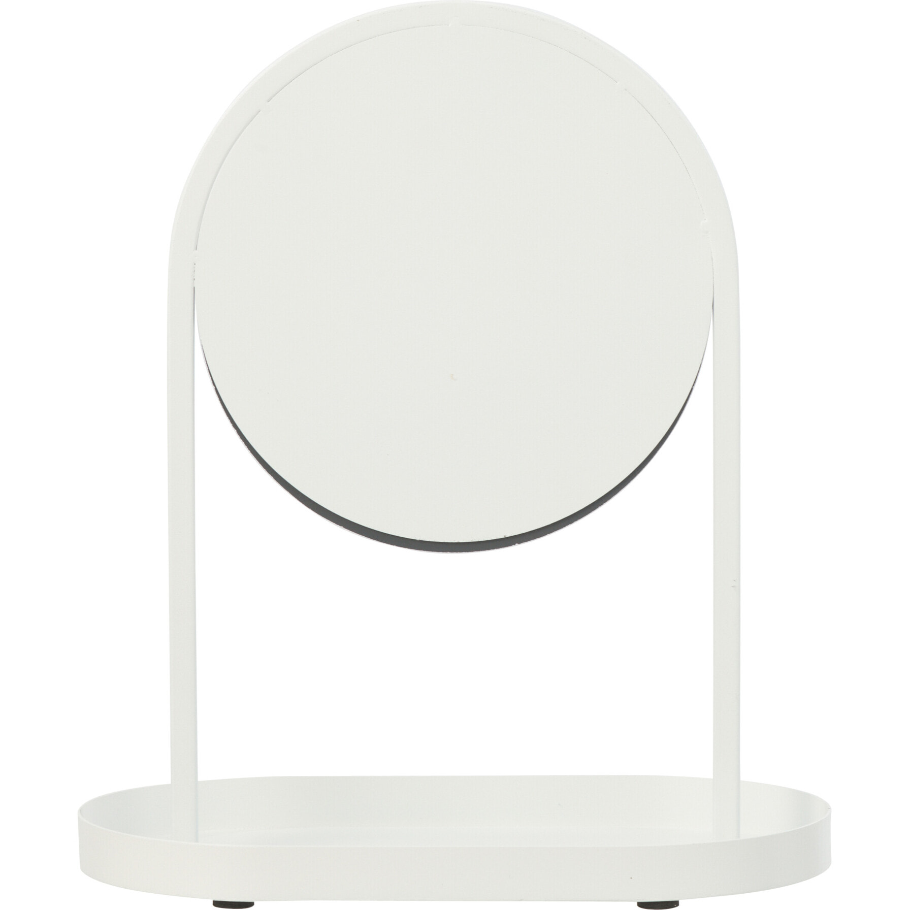 J-Line Miroir de Table + Support Bijoux - métal - blanc - small