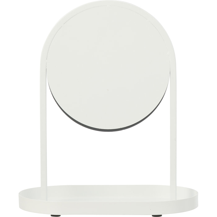 J-Line Miroir de Table + Support Bijoux - métal - blanc - small