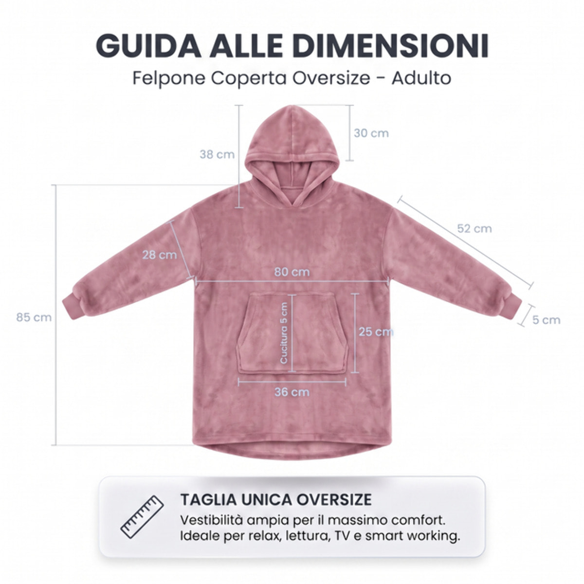 Felpa coperta in poliestere - Rosa