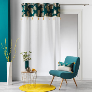 Voilage sablé au top en velours - Blanc