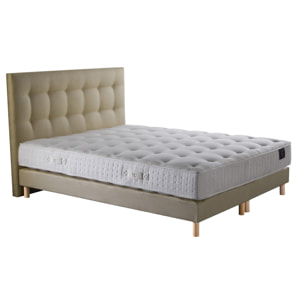 Ensemble Nova + tête de lit capitonnée - Matelas ressorts ensachés Mémoire de forme - Sommier Jaune