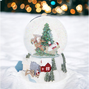 Sfera Carillon con Slitta Babbo Natale - Pezzi 1 - Colore Bianco - 13x17Hx13cm - Bianchi Dino