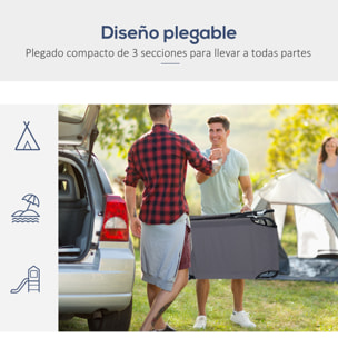 Tumbona Plegable con Respaldo Ajustable Almohada para Camping 190x56x28 cm Gris