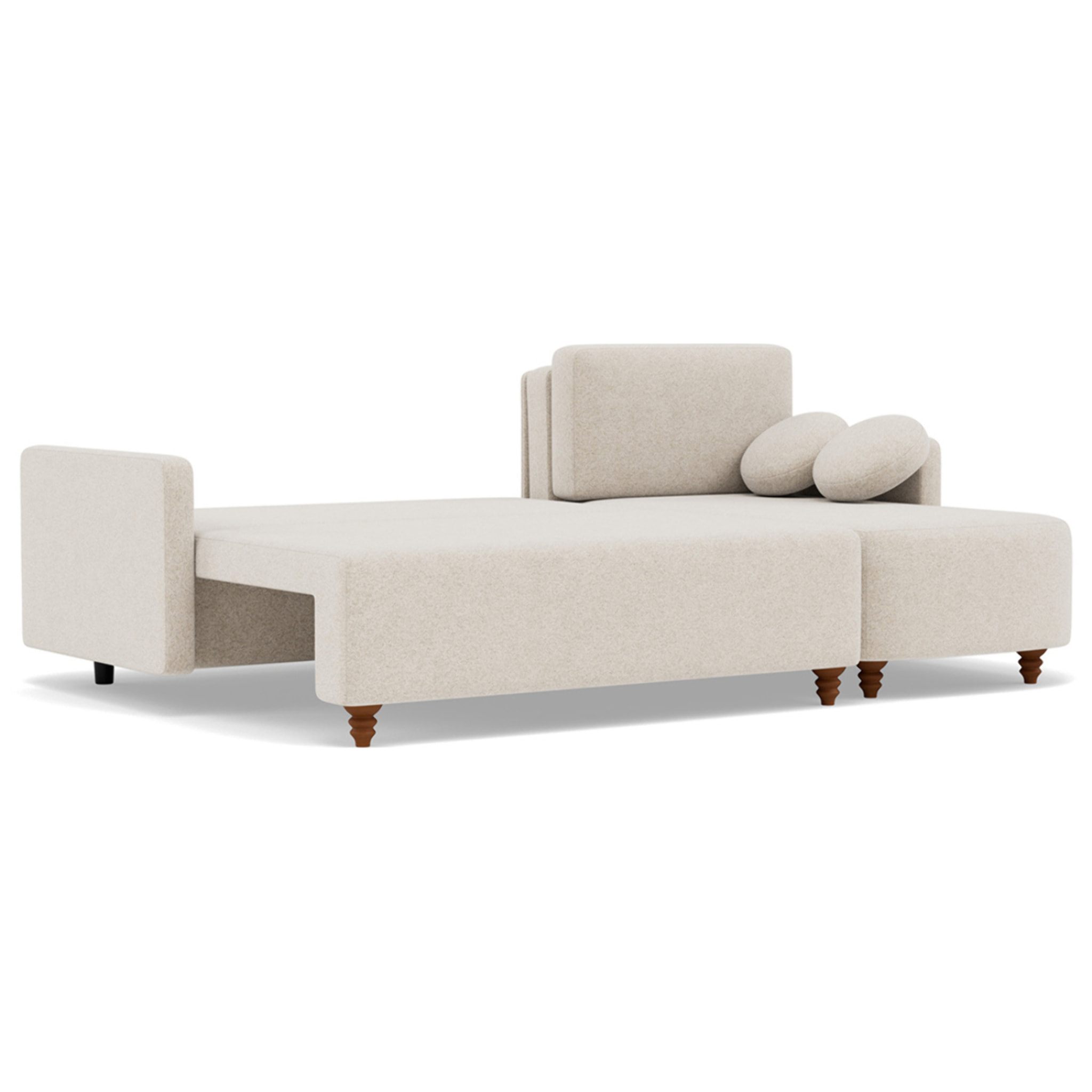 Calypso - canapé d'angle réversible 4 places convertible avec coffre en tissu - Beige
