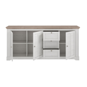 Buffet en bois effet chêne clair blanchi L204cm - ILONA