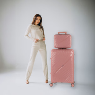 Juego De Maletas Rígidas Pp Itaca Danubio Rosa