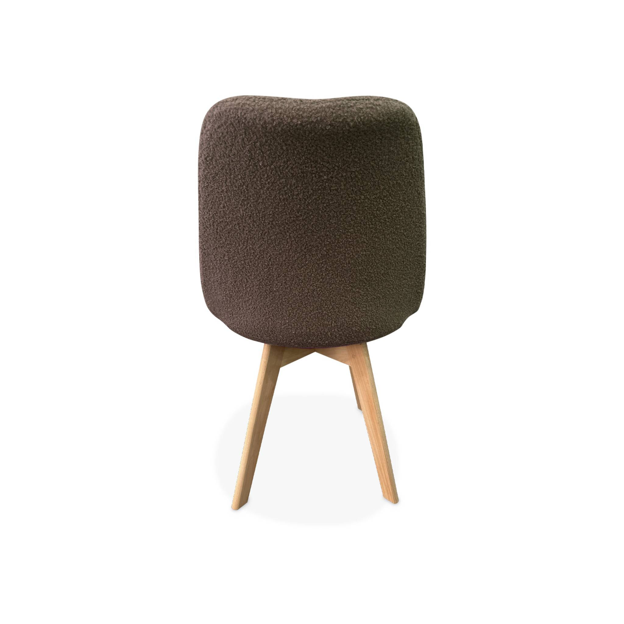 Lot de 4 chaises scandinaves NILS revêtement bouclette taupe. pieds bois de hêtre. chaise 1 place