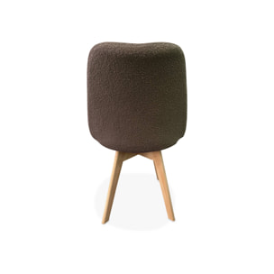 Lot de 4 chaises scandinaves NILS revêtement bouclette taupe. pieds bois de hêtre. chaise 1 place