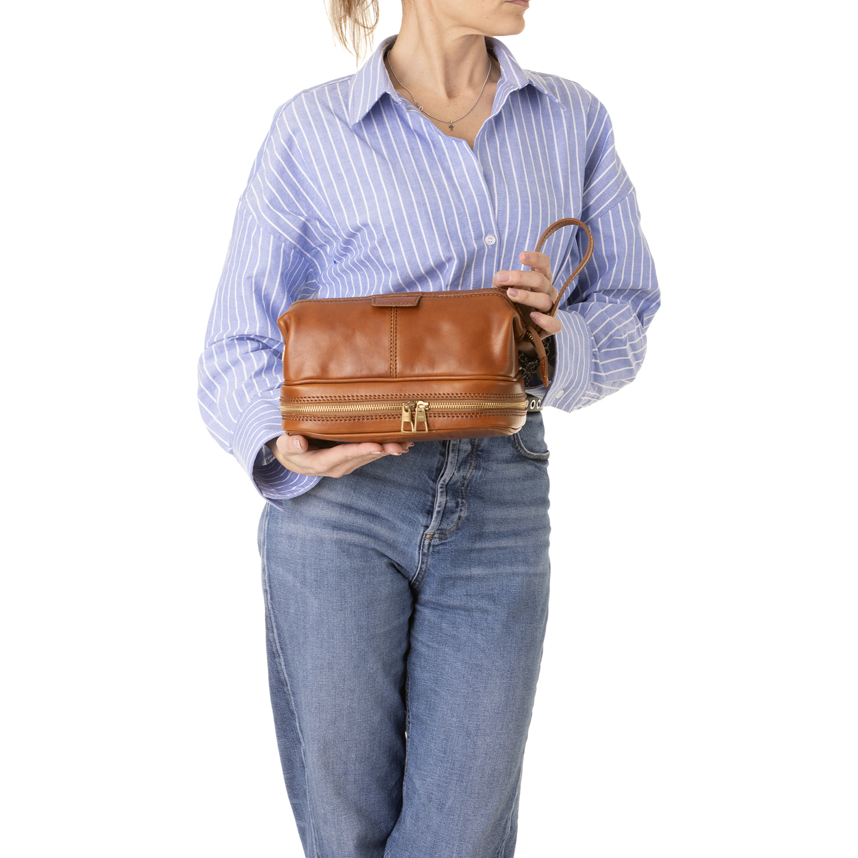 Pochette  unisex In Vera pelle Made in Italy 25x18x16 cm