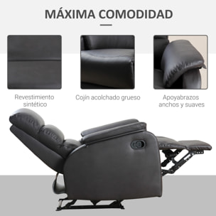 Sillón Relax Reclinable Manual Tapizado en PU con Reposapiés Retráctil Asiento y Respaldo Extra Acolchados para Salón Oficina Dormitorio 75x92x99 cm Marrón