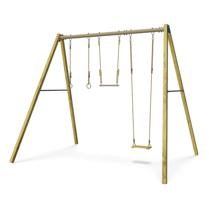 Balançoire en bois poutre métal 3 m Adulte SKYLER - 3 personnes