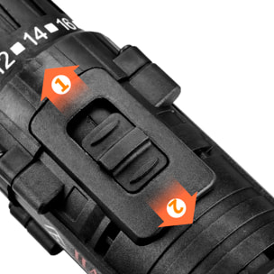 Trapano elettrico a batteria a doppia velocità con 15 NM e due batterie da 12 V 1300 mAh.