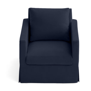 Serena - fauteuil déhoussable en tissu - Bleu marine