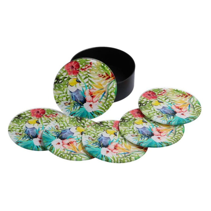 Sottobicchiere in vetro set da 6 pezzi tucano tondo cmø10