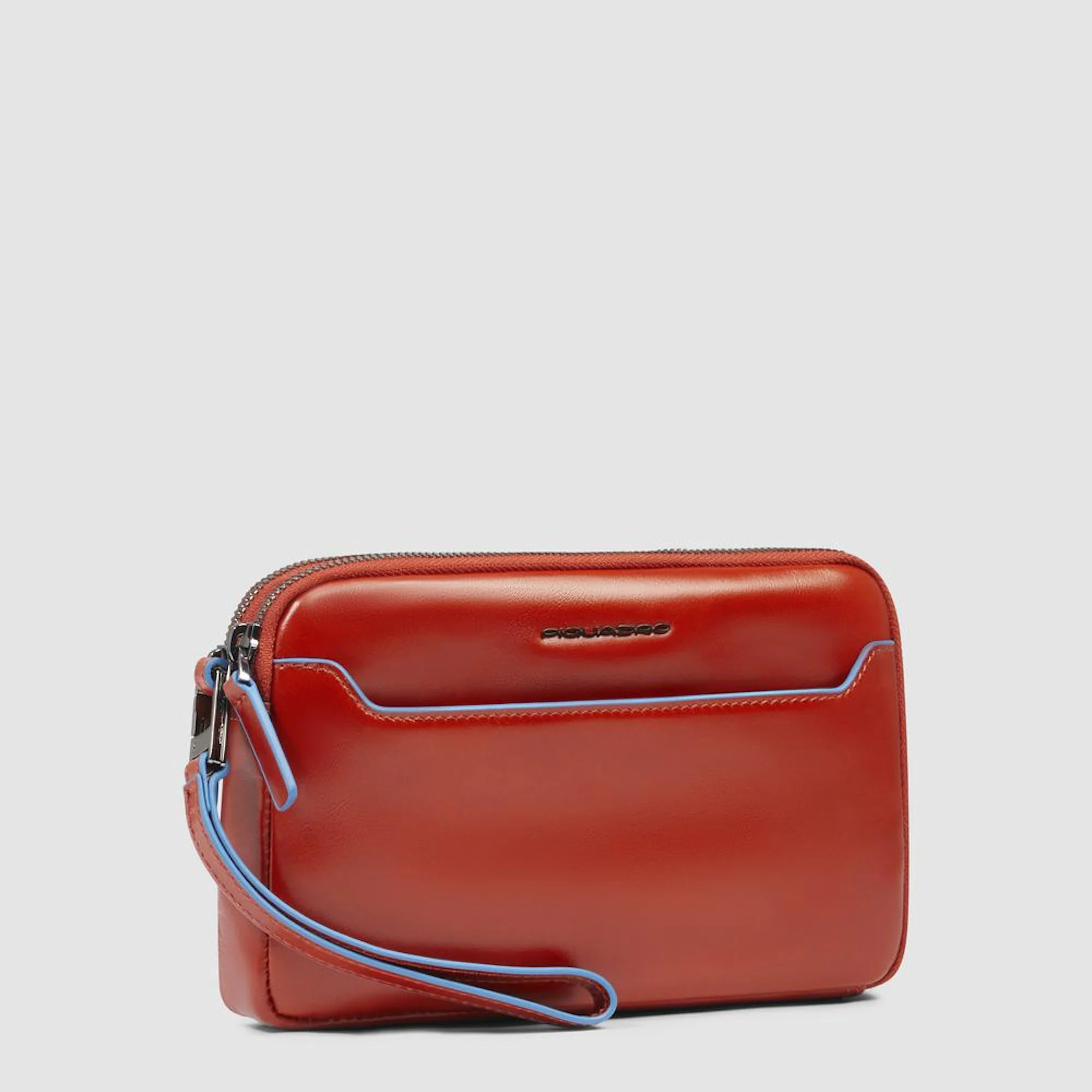 Piquadro Pochette in pelle con polsiera rimovibile e protezione RFID