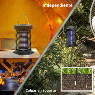 Lámpara Antimosquitos Eléctrico 2 en 1 9W Mata Mosquitos Eléctrico con Luces LED UV Recargable Solar USB y Soporte Efecto 30 m² para Jardín Terraza Patio Negro